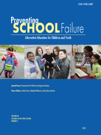 Cover image for Preventing School Failure: Alternative Education for Children and Youth, Volume 66, Issue 4, 2022