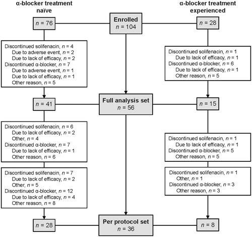 Figure 1. Patient disposition. NOTES: Three patients provided informed consent but did not have baseline data; hence, 104 patients were enrolled, but 101 comprised the safety analysis set. Reasons for discontinuation were not systematically collected, and the reasons are therefore unknown in some cases. Patients may have discontinued for more than one reason.