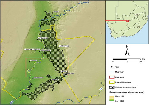 Figure 1. Study area Vaalharts irrigation scheme (380 km2), Northern Cape, South Africa