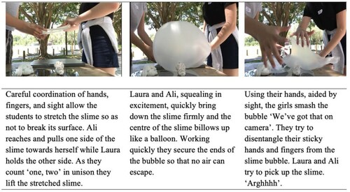 Figure 10. Two students’ video to show the tactile and acoustic qualities of slime.