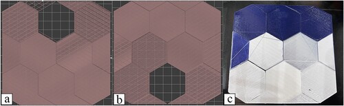 Figure 21. Toolpaths of the (a) lower and (b) upper arms, and (c) the printed object.