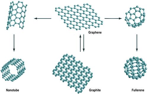 Figure 1 Graphite and different allotropic forms of carbon.