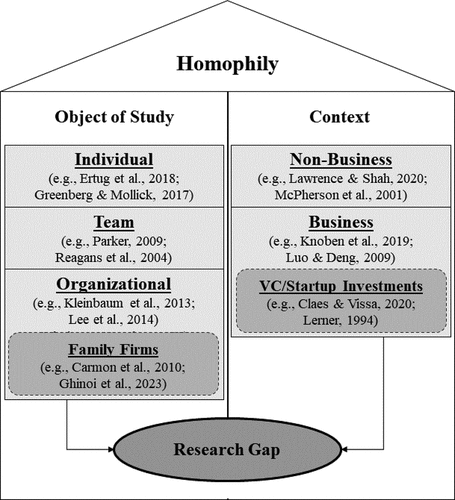Figure 1. Research gap in the context of literature in the field of homophily research.