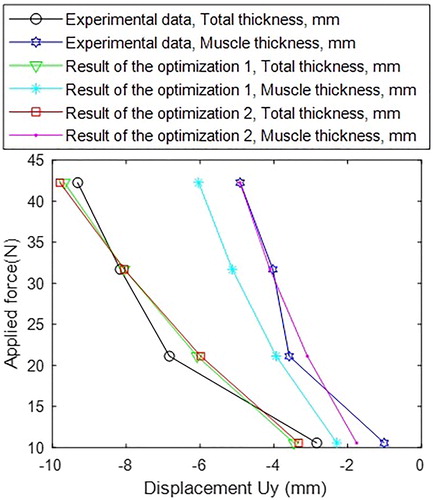 Figure 2. Comparison between the results of the optimizations and the experimental data.