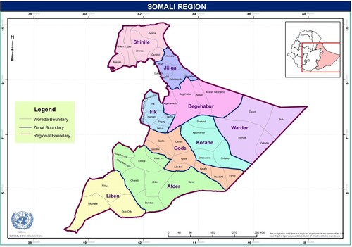 Figure 1. Map of Somali regional state, Ethiopia. Source: United Nations Office for the Coordination of Humanitarian Affairs (OCHA) (2005).