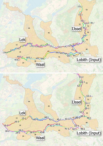 Figure A1. Breach locations used in the model and associated dike sections.