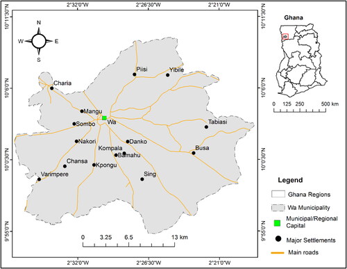 Figure 2. Map of Wa Municipality. Source: Adapted from Ghana Statistical Service (Citation2014).