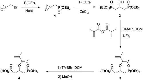 Scheme 1 Synthesis of the acidic monomer 4.