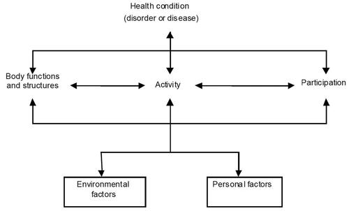 Figure 1. The relationship between ICF components representing bio-psycho-social model of Functioning, Disability, and Health (WHO Citation2001).