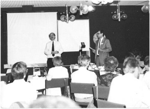 Figure 1. Stan Heptinstall and Karsten Schrör at the 2nd Erfurt Workshop on Platelets 1986.