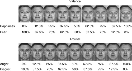 Figure 1.  Facial stimuli used in this experiment. The original faces were drawn from Ekman and Friesen (1976).