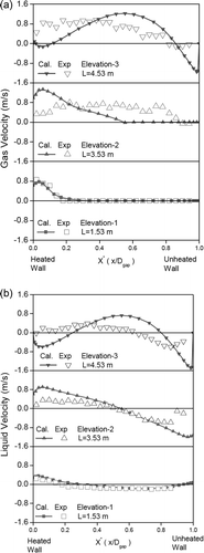 Figure 9. CUPID calculation result: (a) gas velocity, (b) liquid velocity.