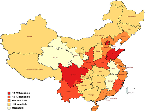 Figure 5 Distribution of hospitals reporting MH cases.