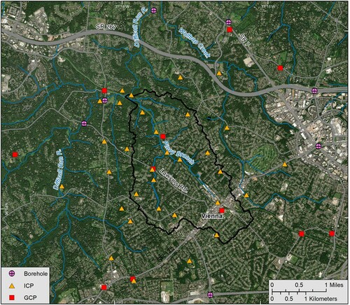 Figure 5. Map showing the distribution of GCPs, ICPs, and borehole data used in this study.