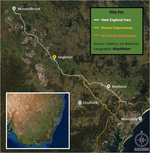 Figure 1. Location of Singleton, New South Wales, Australia.