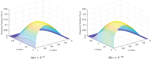 Figure 1. Numerical solution of example 1, with .