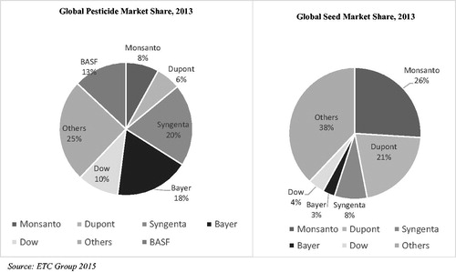 Figure 3. Market share for global pesticide and seeds, 2013.