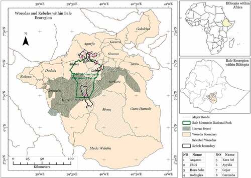 Figure 1. Location map of the Bale Mountains National Park, the study area.