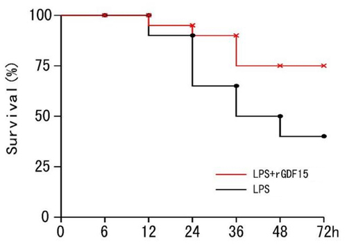 Figure 7. Survival rate of septic mice (Kaplan-Meier survival curve).