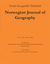 Cover image for Norsk Geografisk Tidsskrift - Norwegian Journal of Geography, Volume 77, Issue 1, 2023