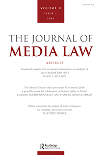 Cover image for Journal of Media Law, Volume 8, Issue 1, 2016