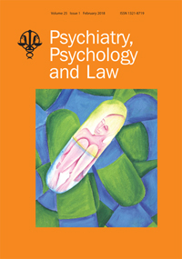 Cover image for Psychiatry, Psychology and Law, Volume 25, Issue 1, 2018