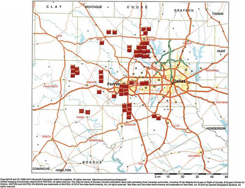 Figure 1. Sampled locations in DFW Metroplex.