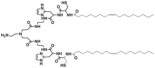 Figure 1 Chemical structure of N-(1-aminoethyl)iminobis[N-(oleoylcysteinylhistinyl-1-aminoethyl)propionamide].