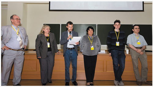 Figure 3. Dr Sofia Torgova (middle) as a member of the 2017 European Conference on Liquid Crystals, which was held in Moscow.
