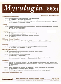 Cover image for Mycologia, Volume 86, Issue 6, 1994