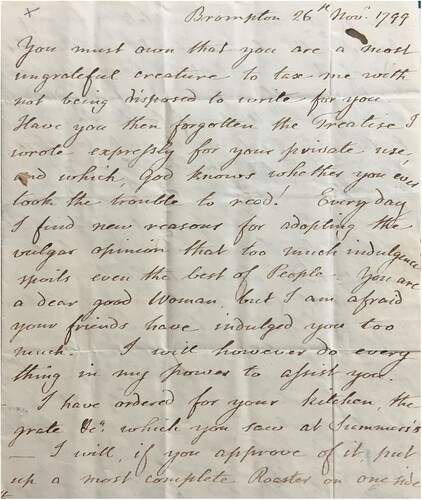 FIGURE 10 Rumford to Palmerston, 26 November 1799 (first page). Dartmouth College, Rauner Special Collections MS 793528.