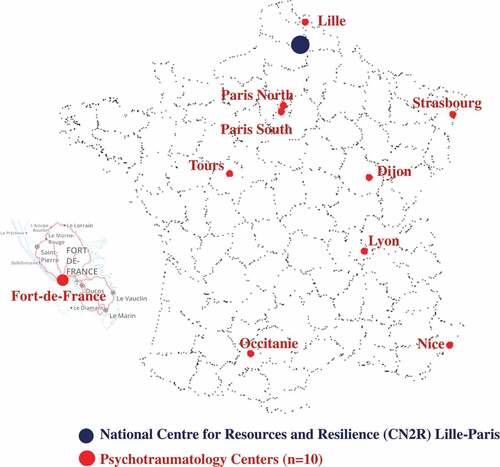 Figure 1. Mapping of French Psychotraumatology centres.