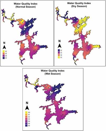 Figure 14. Water Quality Index during normal, dry, and wet seasons.