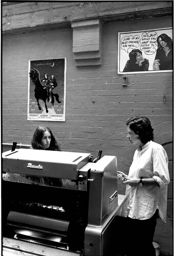 Figure 1. Lilian Mohin and Sophie Laws with printing press (reproduced by kind permission of Anna Wilson and Sophie Laws).