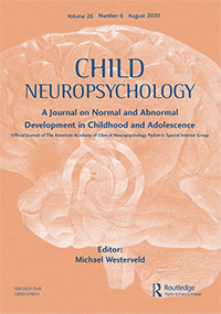 Cover image for Child Neuropsychology, Volume 26, Issue 6, 2020