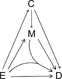 Figure 6 An exposure-induced mediator-disease confounder as another mediator.