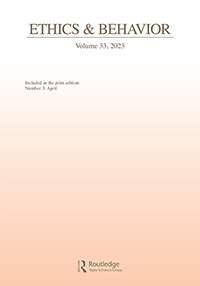 Cover image for Ethics & Behavior, Volume 33, Issue 3, 2023