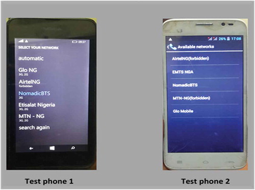 Figure 12. Established connection with the NomadicBTS prototype cell by the two test phones.