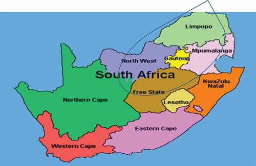 Figure 1. Map of South Africa showing Provinces. Source: (Google maps, Citation2019)