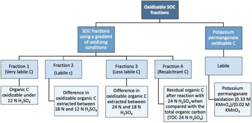 Figure 9. Different oxidizable soil organic carbon fractions. Reconstructed from [Citation18]