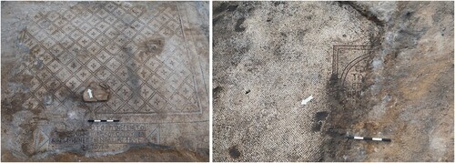 Figure 5. Left: Room 1 at pilot season end. Right: Partially-excavated inscription in Room 3 at pilot season end (created by Sasha Flit).