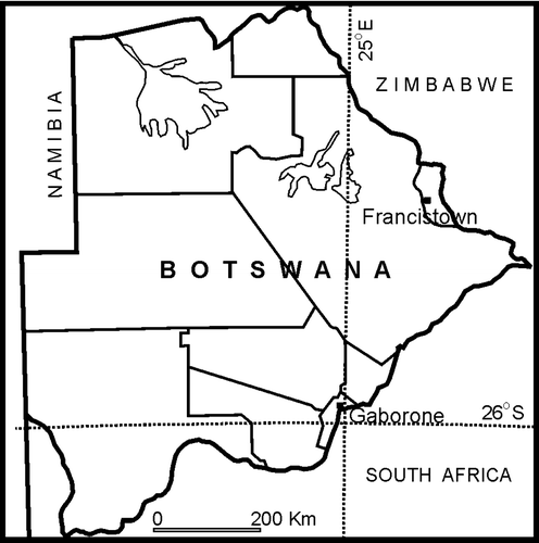 Fig. 1.  Botswana: Location of Gabarone.