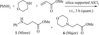 Scheme 2 Competition reaction of aniline and morpholine with methyl acrylate.