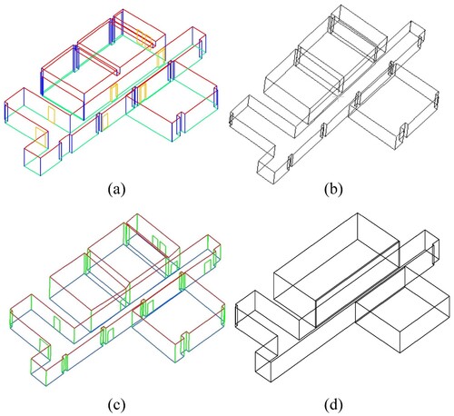 Figure 23. 3D Method comparison on Scene 2. (a) Our method. (b) Oesau et al.’s method. (c) Wang et al.’s method. (d) Han et al.’s method.