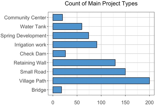 Figure 3. Count of main project types in the dataset.