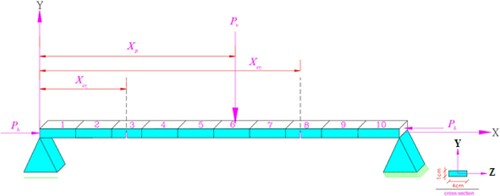 Figure 5. Geometry of the simply supported beam-column and its cross-section: case 3.