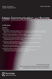 Cover image for Mass Communication and Society, Volume 21, Issue 1, 2018