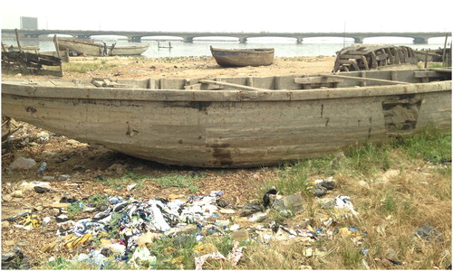 Figure 4 Beached sand mining boats in Ebute IlajeSource: Tom Goodfellow.
