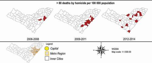 Figure 1. Municipalities with homicide rates >80 per 100,000