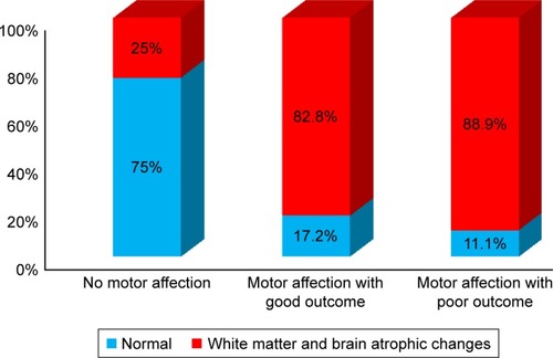 Figure 3 Frequency of WMA and brain atrophic changes among PKU patients in relation to various motor function group outcomes.